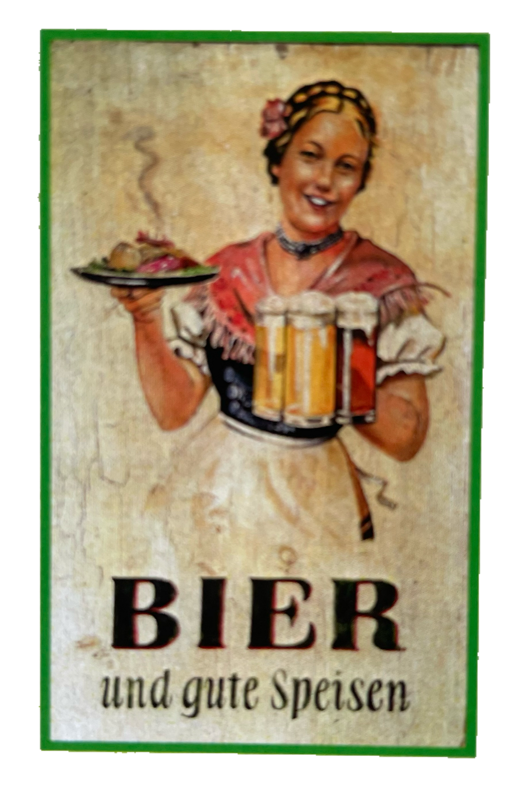 Nostalgie Holzschild Bier & Gute Speisen Alkohol Essen Wirt Wirtshaus Schild