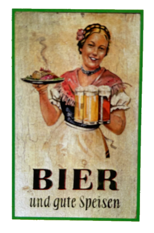Nostalgie Holzschild Bier & Gute Speisen Alkohol Essen Wirt Wirtshaus Schild