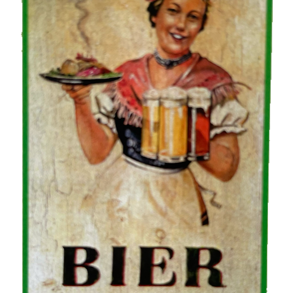 Nostalgie Holzschild Bier & Gute Speisen Alkohol Essen Wirt Wirtshaus Schild