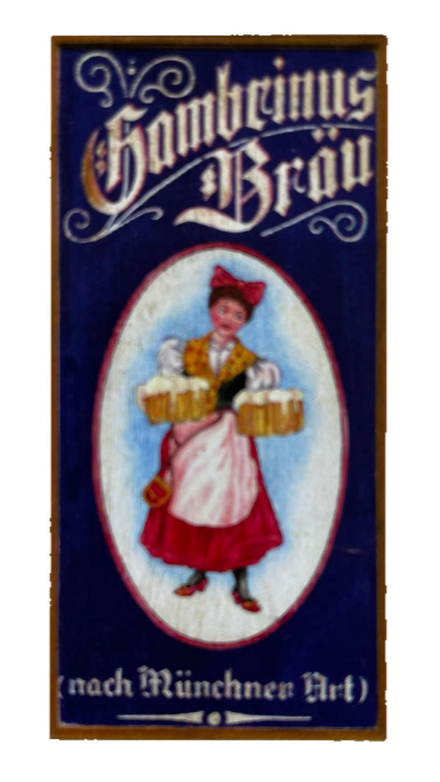 Nostalgie Holzschild Gambrinus Bräu Bier Brauerei Alkohol Fass Schild
