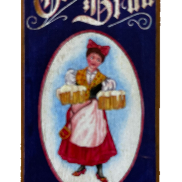 Nostalgie Holzschild Gambrinus Bräu Bier Brauerei Alkohol Fass Schild