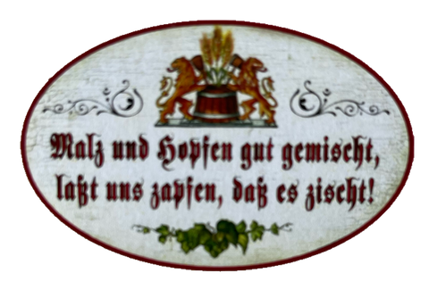 Nostalgie Holzschild Malz & Hopfen Gut Gemischt Zapfen Zischt Bier Schild