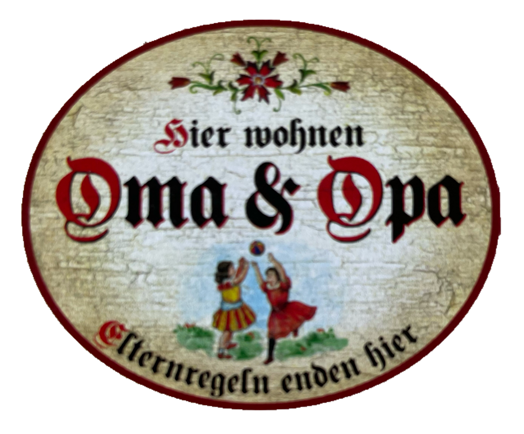 KuK Nostalgie Holzschild Hier Wohnen Oma & Opa Elternregeln Enden Hier Schild