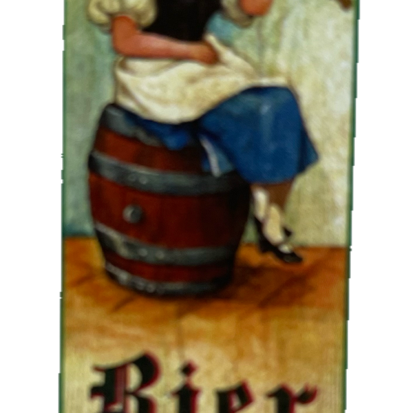 Nostalgie Holzschild Bier Vom Fass Alkohol Wirt Wirtshaus Frau Glas Schild