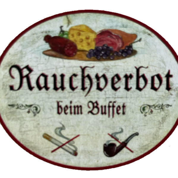 KuK Nostalgie Holzschild Rauchverbot Beim Buffet Nicht Rauchen Zigaretten Schild