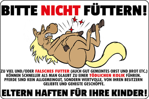 Schild Spruch Bitte nicht füttern Pferde Eltern haften für ihre Kinder JW