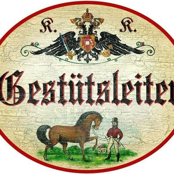 Kuk nostalgie holzschild - gestütsleiter - pferd reiter th