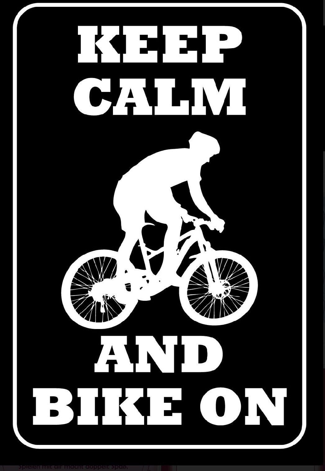 Nostalgie spruch schild keep calm and bike on fahrrad radfahrer 20x30 –  Nostalgie Salzburg