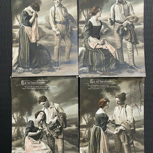 4er Set Es ist bestimmt Gedicht Mann Frau Paar Liebe Kleid Hut Tracht 400408 TH