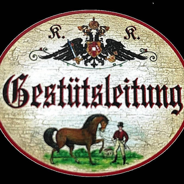 Kuk nostalgie holzschild "gestütsleitung" pferd reiter