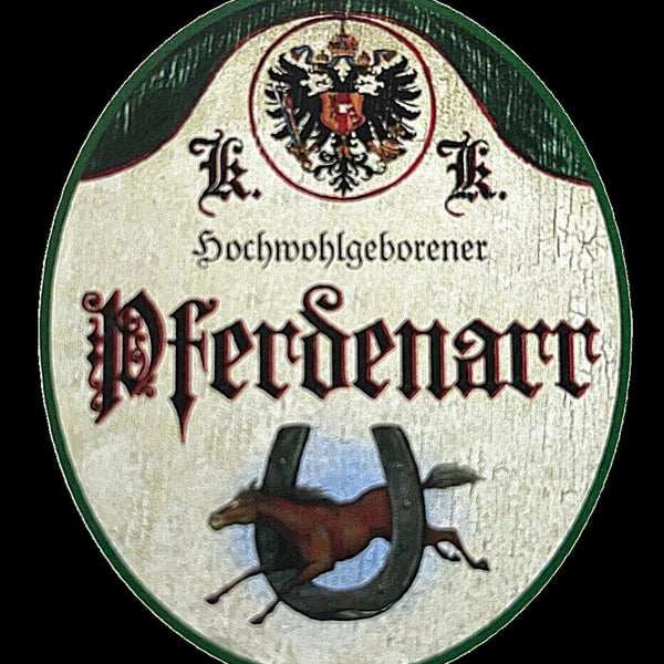 Kuk nostalgie holzschild "hochwohlgeborener pferdenarr" pferd hufeisen