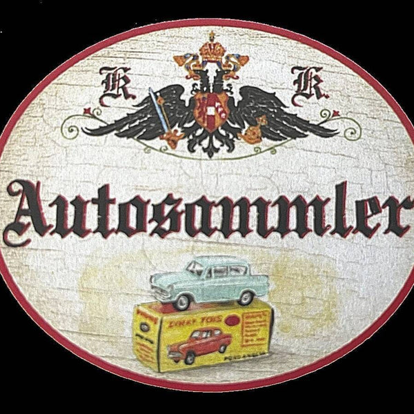 Kuk nostalgie holzschild "autosammler" oldtimer automobil spielzeugauto