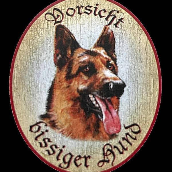 Kuk nostalgie holzschild "vorsicht bissiger hund" deutscher schäferhund