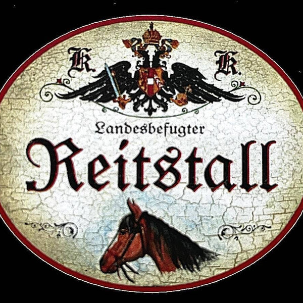 Kuk nostalgie holzschild "landesbefugter reistall" pferd