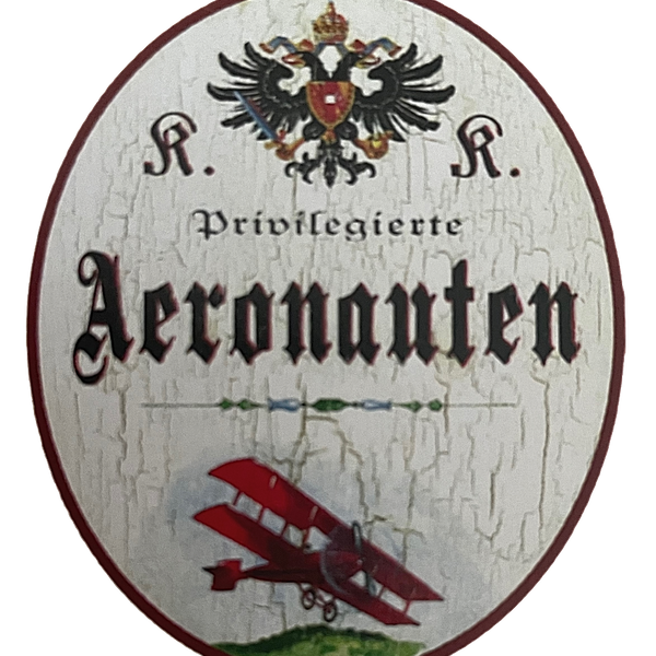 KuK Nostalgie Holzschild "Privilegierte Aeronauten" Flugzeug Doppeldecker