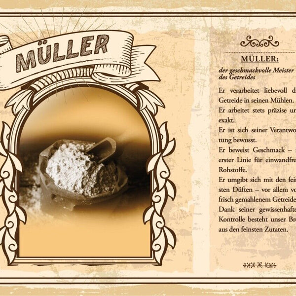 Schild Müller Beruf Handwerk Mehl Herstellung Mühle 12x18 20x30 30x40 Blech/Holz
