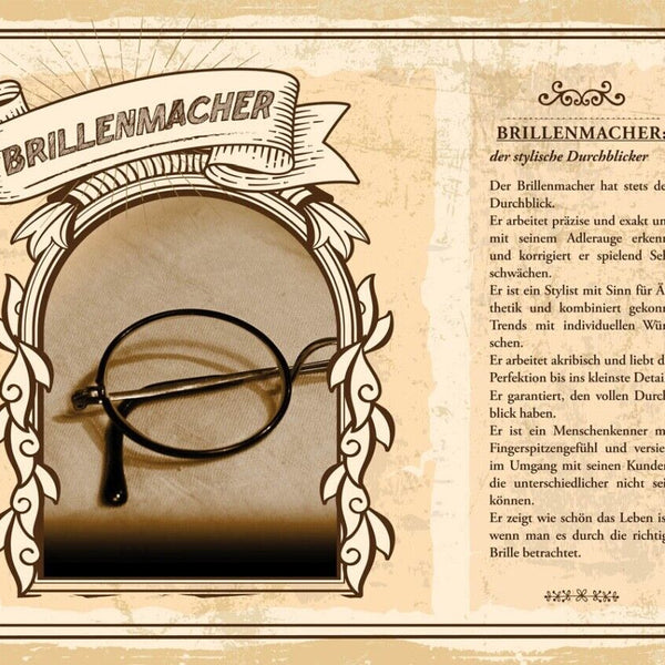 Schild Brillenmacher Beruf Optiker Brille Augen 12x18 20x30 30x40 Blech/Holz