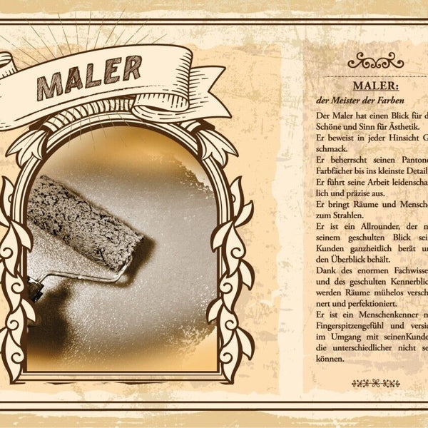 Schild Maler Beruf Handwerker Ausmalen Farbe Wand 12x18 20x30 30x40 Blech/Holz