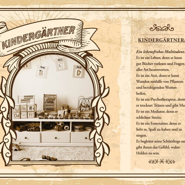 Schild Kindergärtner Beruf Kindergarten Kind Hort 12x18 20x30 30x40 Blech/Holz