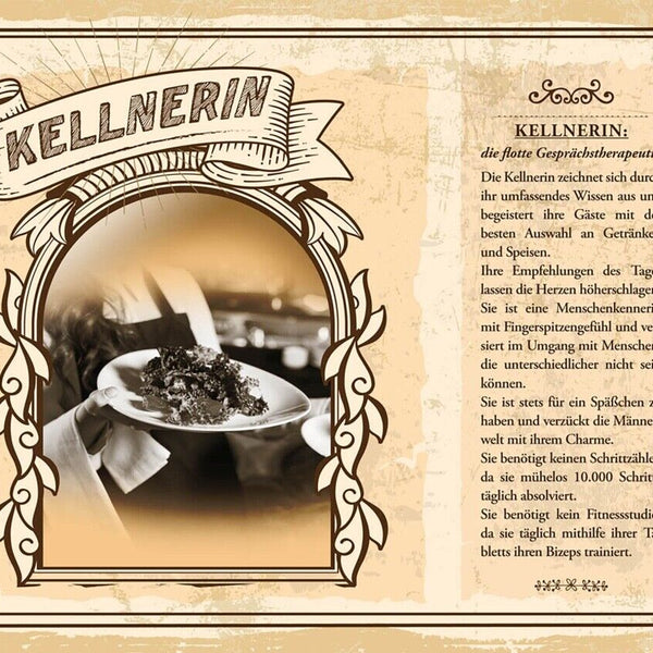Schild Kellnerin Beruf Bedienung Restaurant Cafe 12x18 20x30 30x40 Blech/Holz