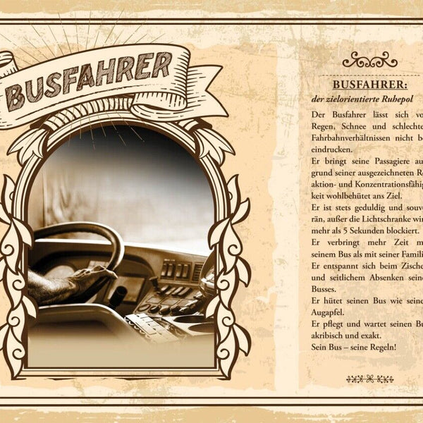 Schild Busfahrer Beruf Autobus Stadt Bus Verkehr 12x18 20x30 30x40 Blech/Holz