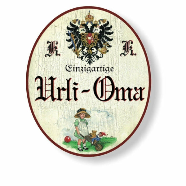 Kuk nostalgie holzschild einzigartige urli-oma