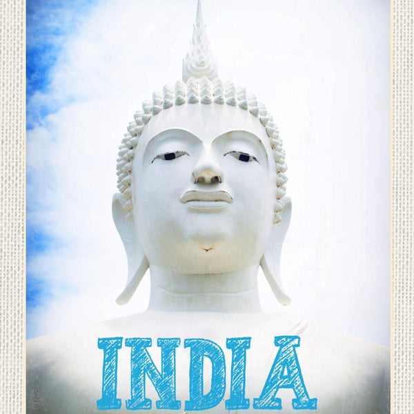Schild India Indien Buddha Statue Buddhismus Zen 12x18 20x30 30x40 Blech/Holz