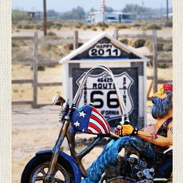 Schild Route 66 Motorrad Fernstraße Highway USA 12x18 20x30 30x40 Blech/Holz