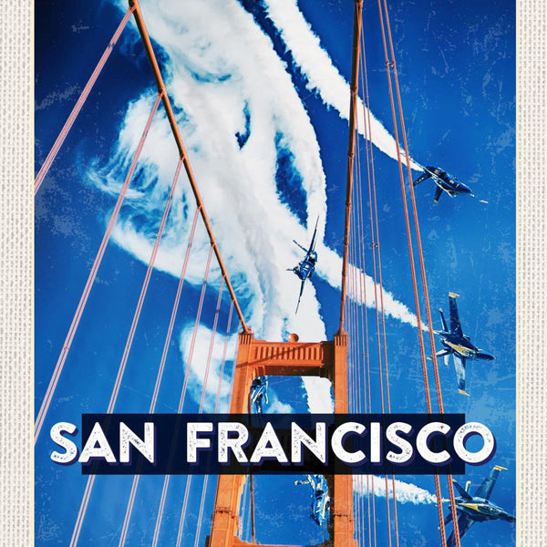 Schild San Francisco Golden Gate Bridge Jets USA 12x18 20x30 30x40 Blech/Holz