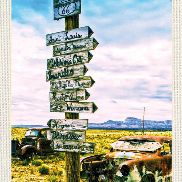 Schild Route 66 Wegweiser Fernstraße Highway USA 12x18 20x30 30x40 Blech/Holz