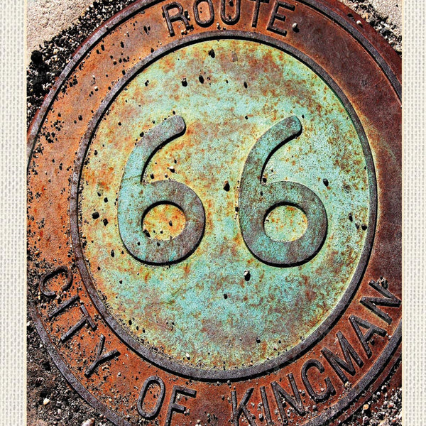 Schild Route 66 Kanaldeckel Kingman AZ Highway USA 12x18 20x30 30x40 Blech/Holz