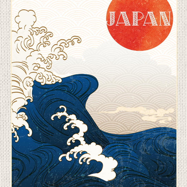 Schild Japan Hokusai Welle Kanagawa Meer Ozean 12x18 20x30 30x40 Blech/Holz