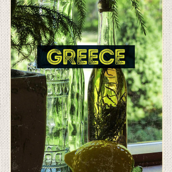 Schild Greece Griechenland Olivenöl Essig Flasche 12x18 20x30 30x40 Blech/Holz