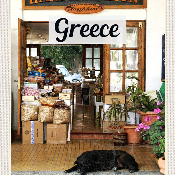 Schild Greece Griechenland Geschäft Laden Hund 12x18 20x30 30x40 Blech/Holz