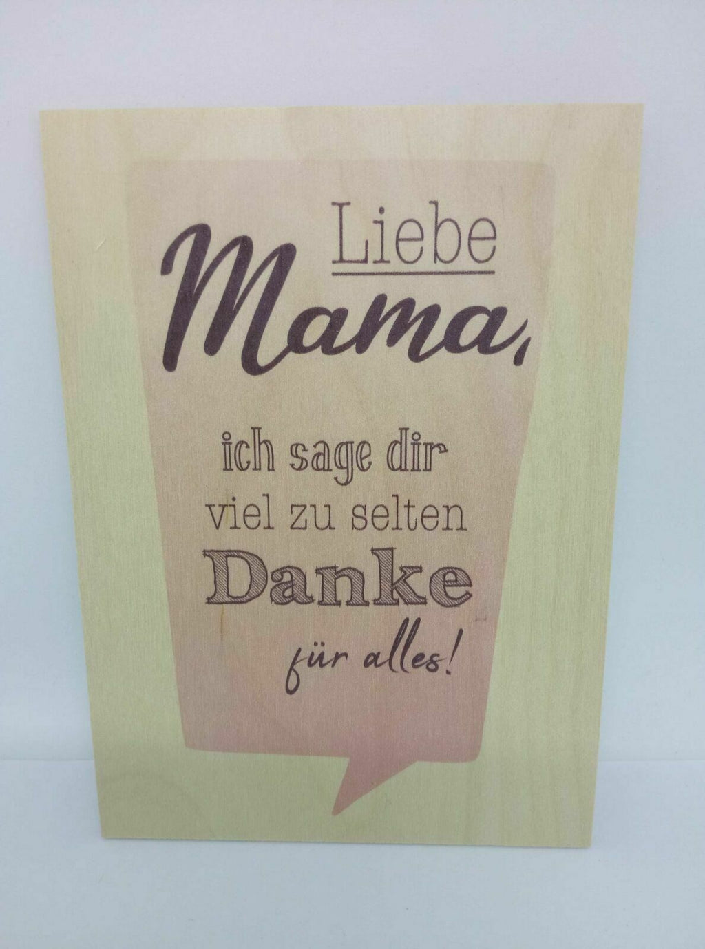 Nostalgie Holzpostkarte magnetisch "Liebe Mama..." Spruch s. Bild 14x10