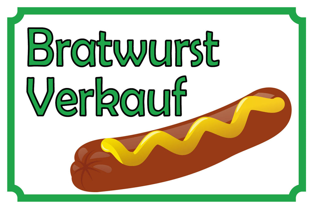 Schild Bratwurst Verkauf Imbiss Stand 12x18 / 20x30 / 30x40 Blech od. Holz