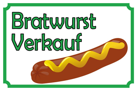 Schild Bratwurst Verkauf Imbiss Stand 12x18 / 20x30 / 30x40 Blech od. Holz