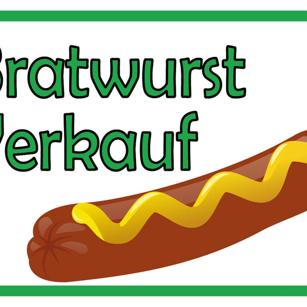 Schild Bratwurst Verkauf Imbiss Stand 12x18 / 20x30 / 30x40 Blech od. Holz
