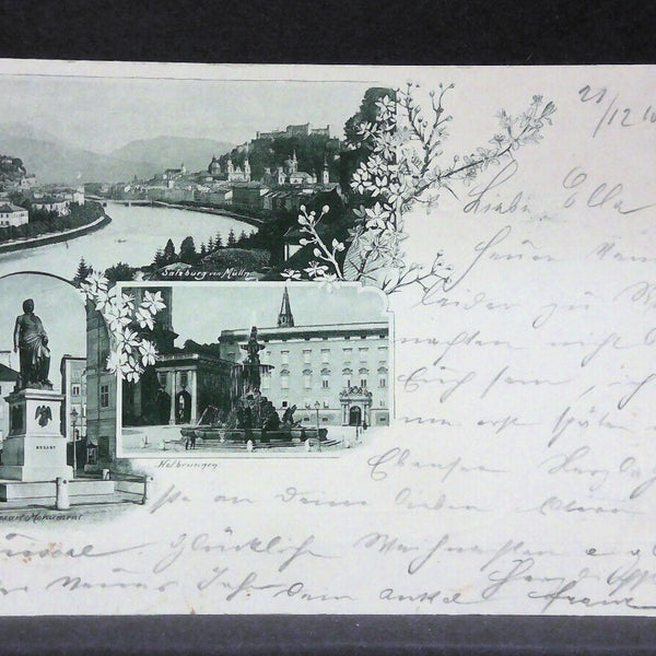 Salzburg Hofbrunnen Mozart Monument Salzburg aus Mülln JW5816