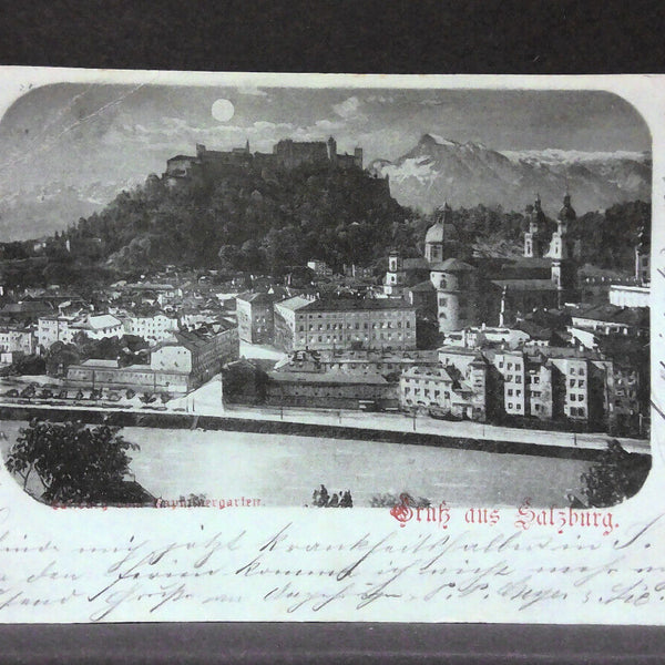 Gruß aus Salzburg Kapuzinergarten Salzach Mondkarte JW5861