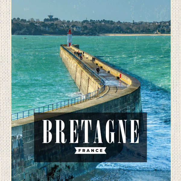 Schild Bretagne France Frankreich Küste Meer 12x18 20x30 30x40 Blech od. Holz