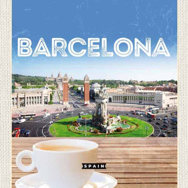 Schild Barcelona Spain Spanien Café Kaffee Haus 12x18 20x30 30x40 Blech/Holz