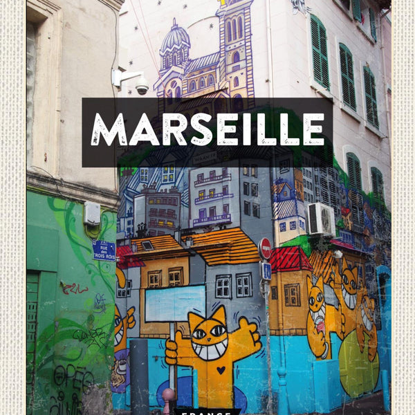 Schild Marseille France Frankreich Stadt Grafitti 12x18 20x30 30x40 Blech/Holz