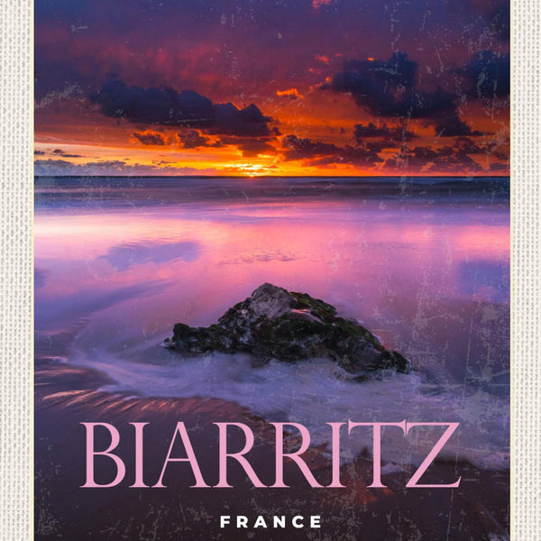 Schild Biarritz France Frankreich Küste Meer 12x18 20x30 30x40 Blech od. Holz