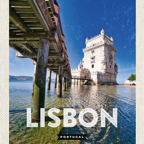 Schild Lisbon Lissabon Portugal Belém Tower Turm 12x18 20x30 30x40 Blech/Holz