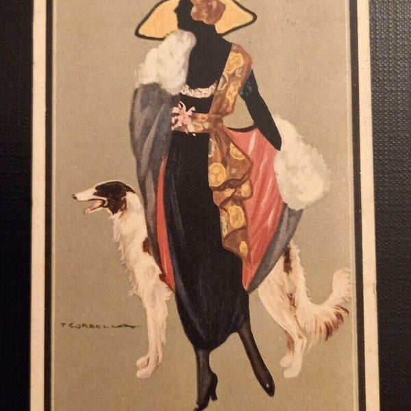 Dame mit Hut und Windhund 800057 Ga E