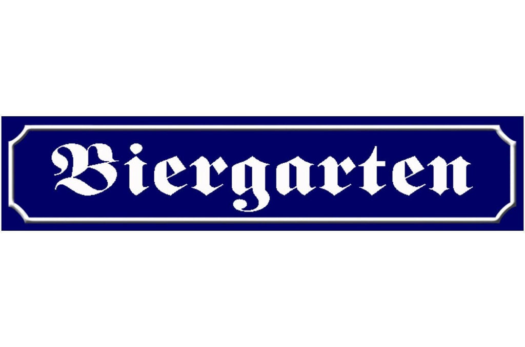 Schild bier garten alkohol wirt lokal ort straße platz 46 x 10 blech od. holz