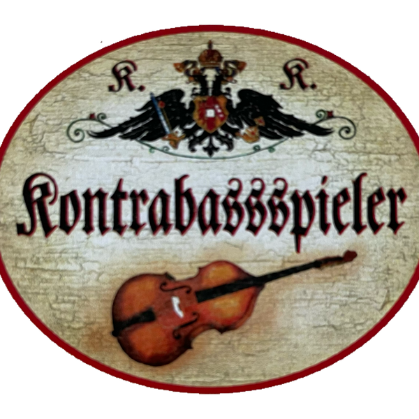 KuK Nostalgie Holzschild Kontrabassspieler Bass Musiker Kontrabass Schild