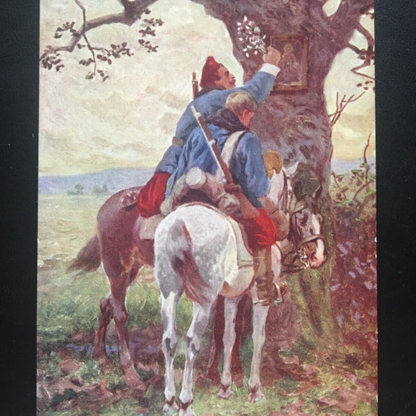 Das Gnadenbild im Felde (Ranzenhofer) - Soldaten auf Pferd mit Blumen 270084 TH