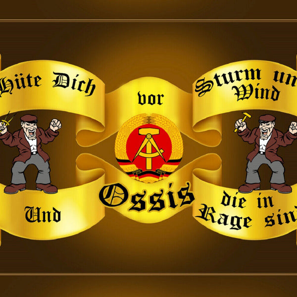 Schild Spruch Hüte dich vor Strum und Wind und Ossis die in Rage sind DDR JW